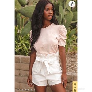 Lulu’s Blush Tie-Dye Puff Sleeve Tee